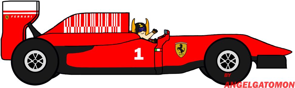 Patamon Driving A Ferrari Clipart (1000x320), Png Download