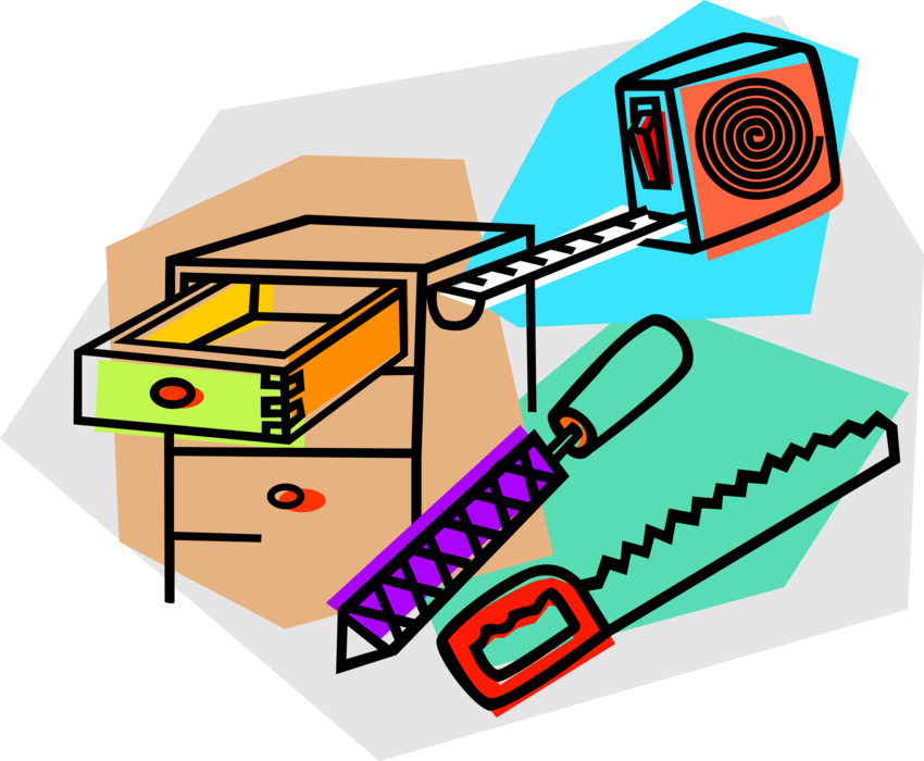 Vector Illustration Of Measuring Tape, File, And Hand Clipart (850x700), Png Download