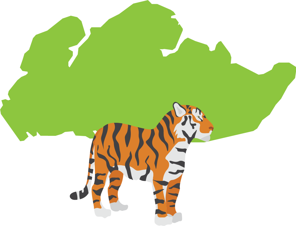 Tigers And Elephants In Singapore Clipart (1000x762), Png Download