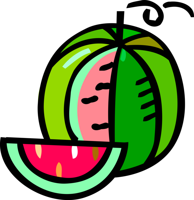 Vector Illustration Of Watermelon Fruit Melon With Clipart (678x700), Png Download