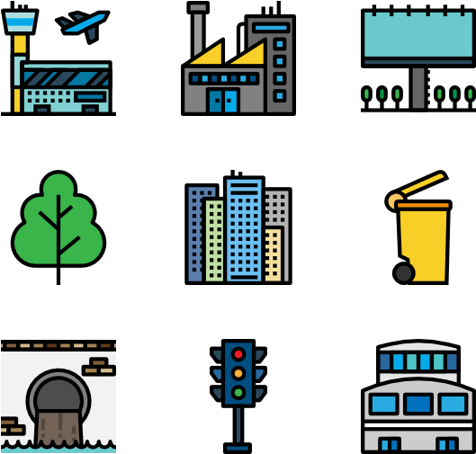 Urban Elements & Buildings Clipart (600x564), Png Download