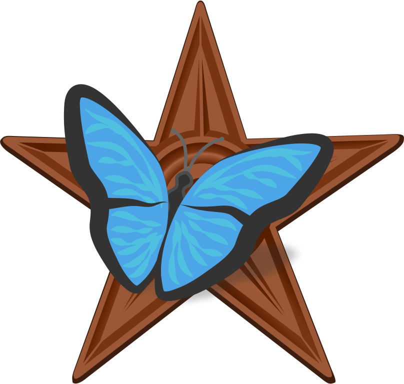 Blue Butterfly Barnstar Clipart (808x768), Png Download