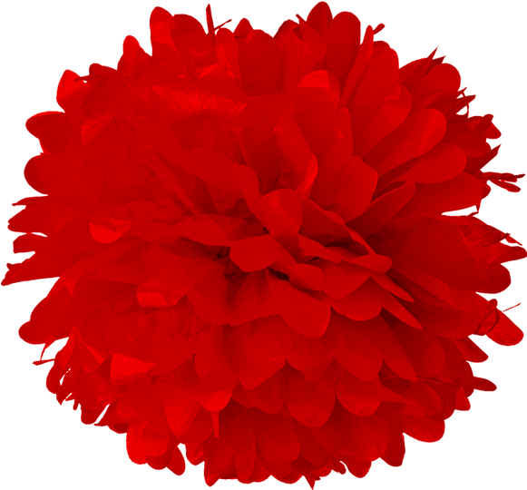 8 Red Tissue Pom Poms Lanterns And More Clipart (600x582), Png Download