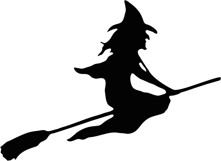 Witch Riding Broom Silhouette Smoothed Clipart (778x568), Png Download