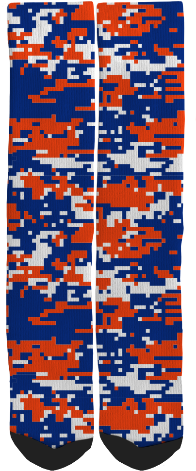Red, White, & Blue Camouflage Crew Socks Clipart (428x1000), Png Download