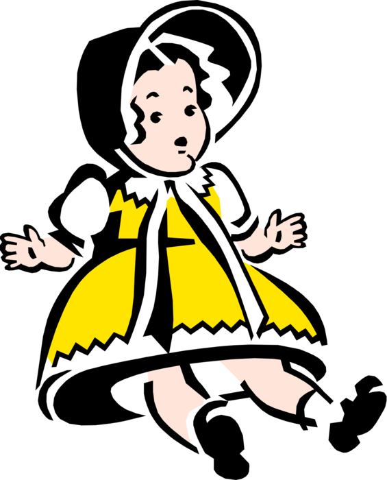 Vector Illustration Of Child's Play Toy Doll Clipart (565x700), Png Download