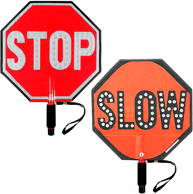 Paddle Stop Slow Flashing Led Hand Held Sign 18 Inch Clipart (768x768), Png Download
