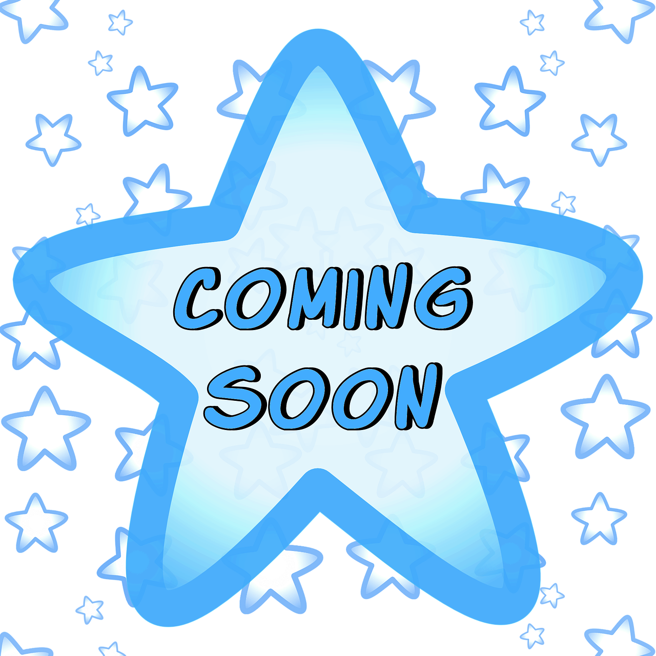 Coming Soon Blue Stars Sign Clipart (1280x1280), Png Download