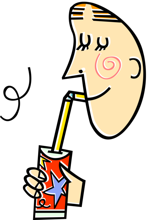 Vector Illustration Of Drinking From Soda Pop Soft Clipart (471x700), Png Download