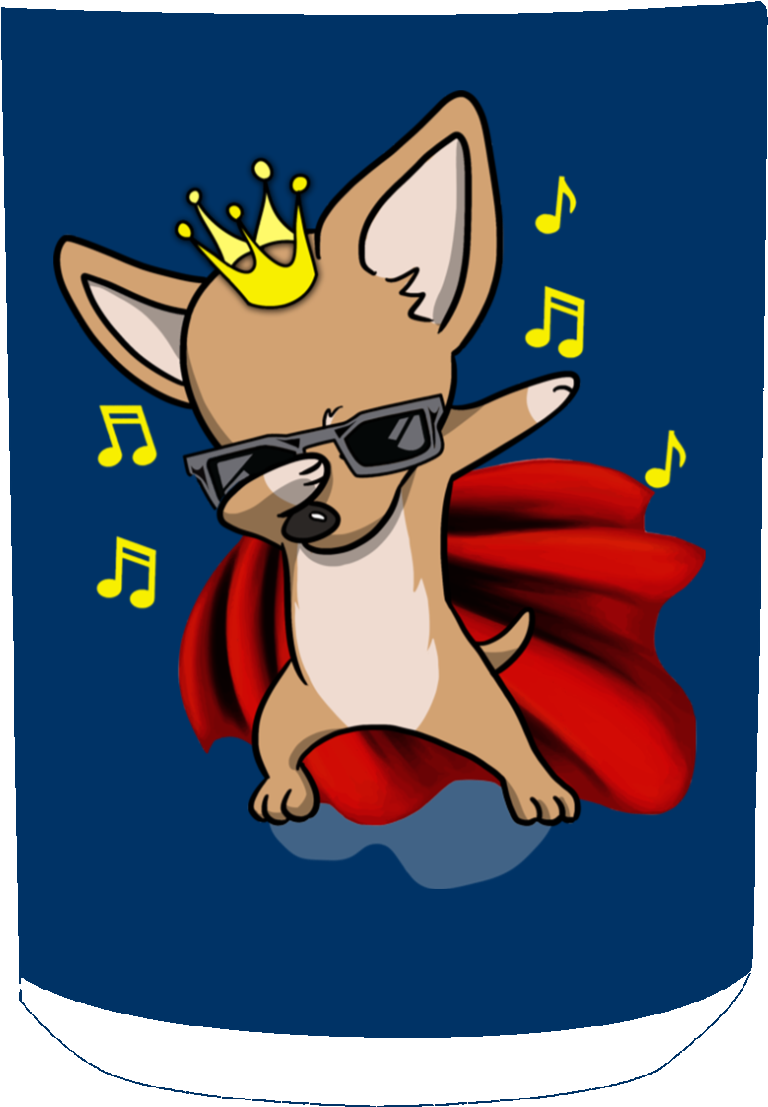Chihuahua King With Cool Glass Music Mug Clipart (1155x1155), Png Download
