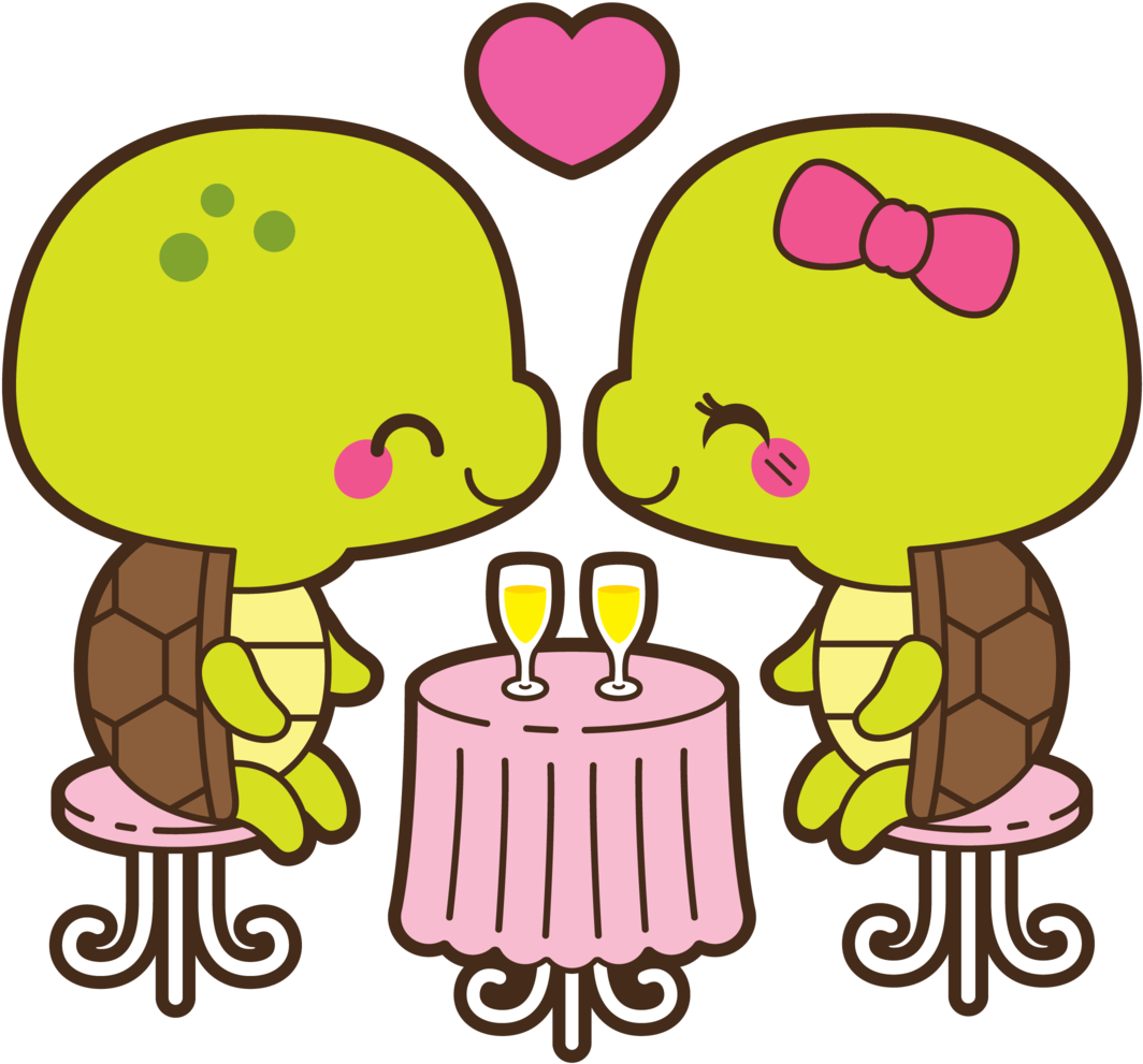 Happy Turtle Love Clipart (1147x1060), Png Download
