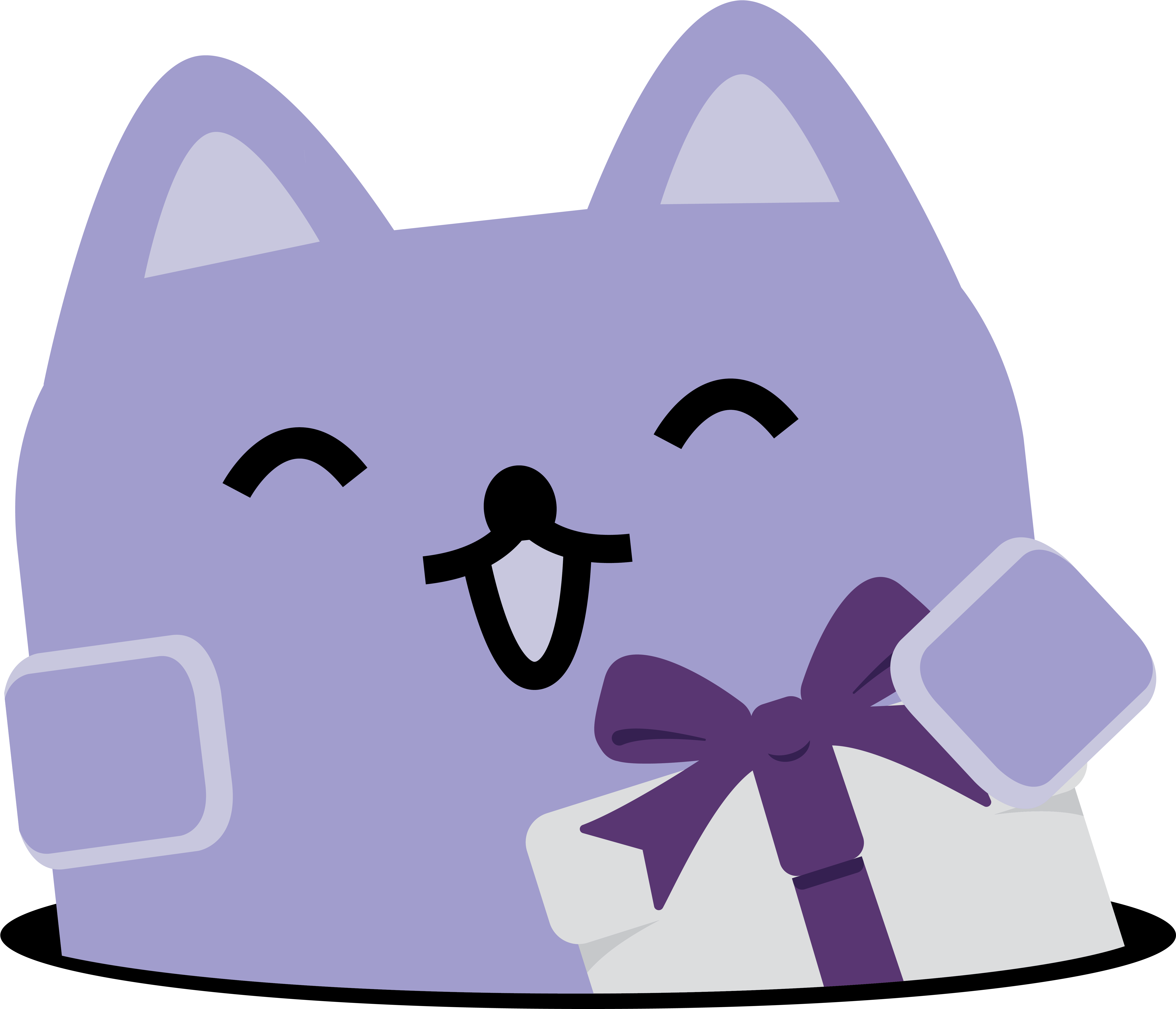 Broadcat, Holding A Gift Clipart (7078x5620), Png Download