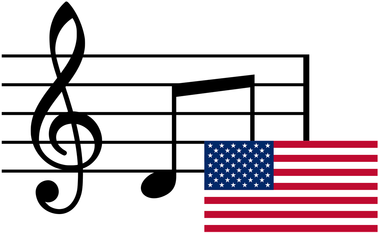 Musical Notes And Flag Usa Clipart (1280x787), Png Download