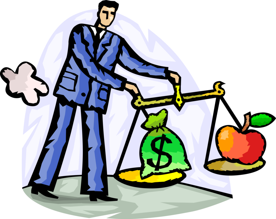 Vector Illustration Of Businessman Weighs Cash Money Clipart (883x700), Png Download