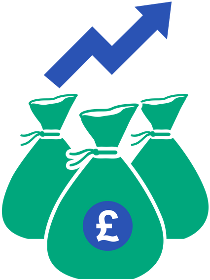 Money Bags Growth Clipart (1200x628), Png Download