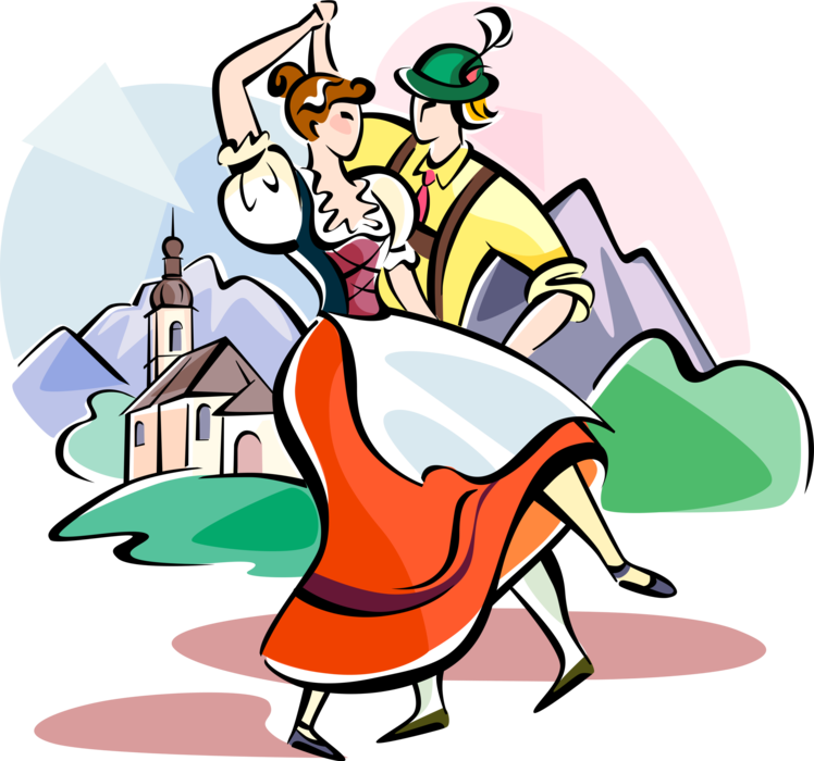 Vector Illustration Of German Traditional Dancers In Clipart (748x700), Png Download