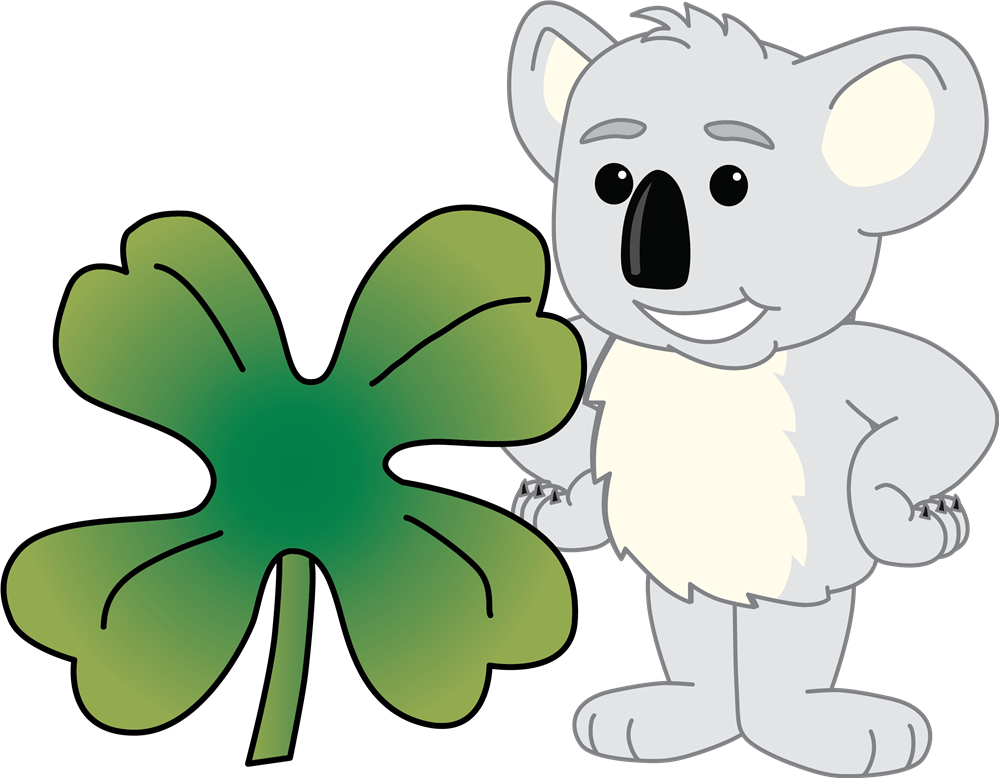Koala And Clover Leaf Clipart (999x778), Png Download