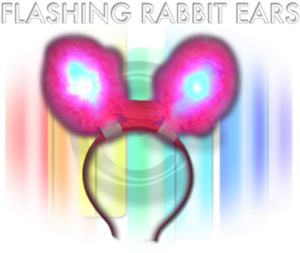 Led Flashing Neon Pink With Fur Bunny Ears Clipart (600x600), Png Download