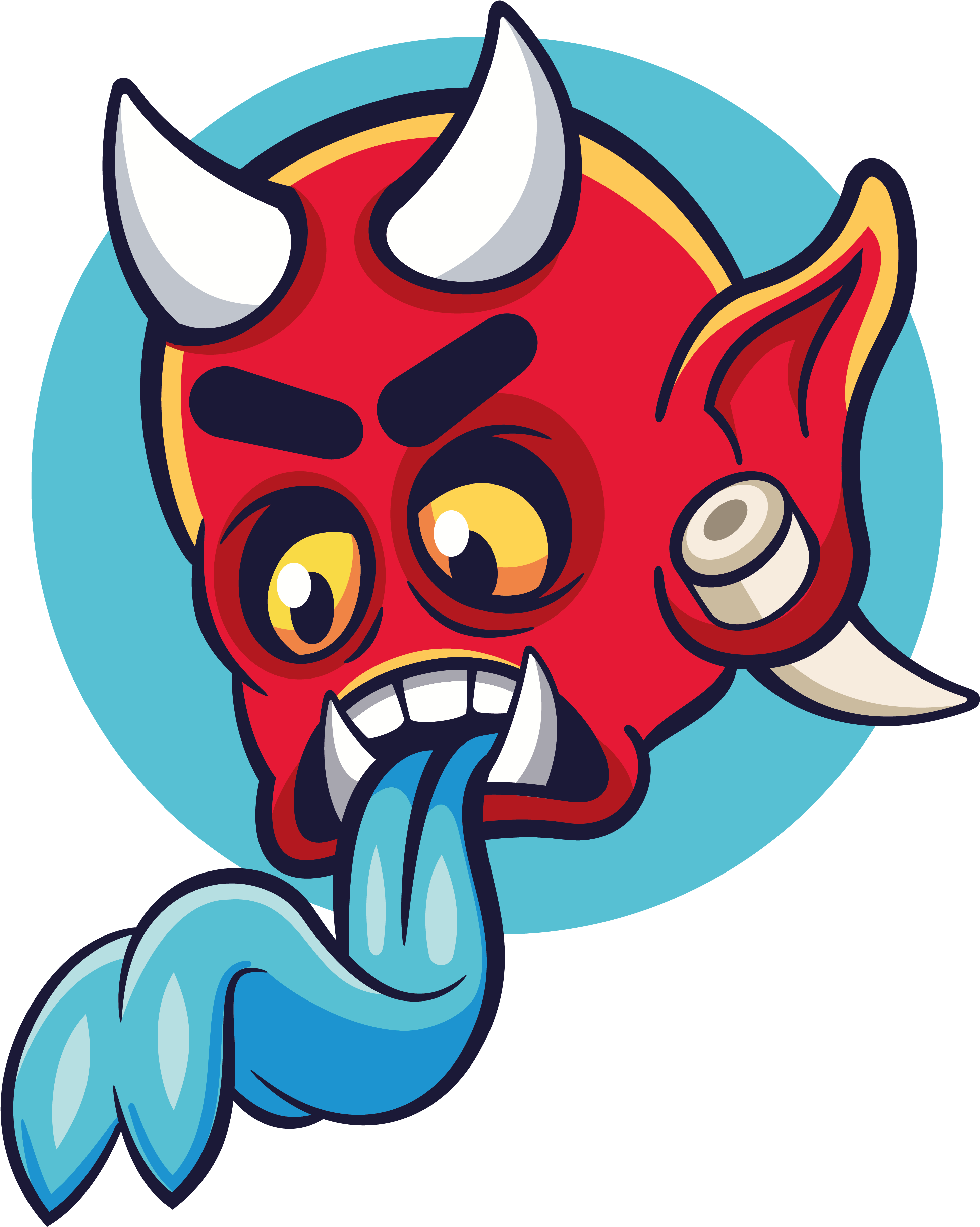 Oni Demon Head Sticker Clipart (3508x4327), Png Download