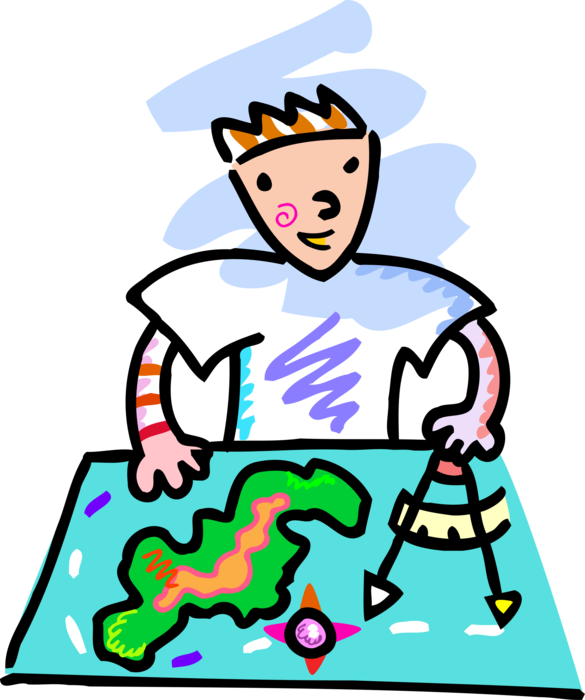 Vector Illustration Of Geography Student In Classroom Clipart (585x700), Png Download