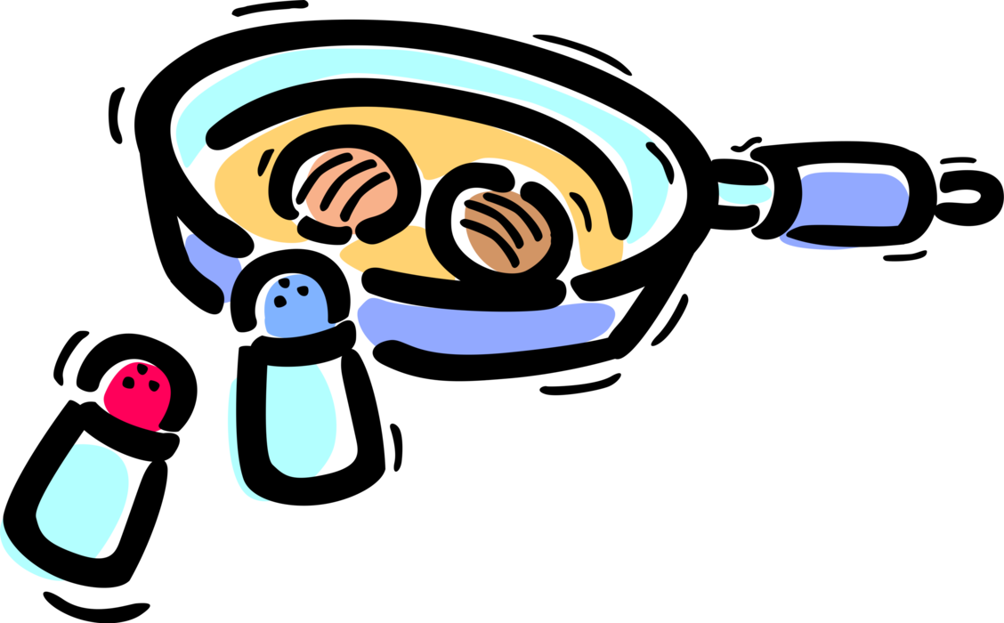 Frying With Salt And Pepper Image Illustration Clipart (1128x700), Png Download