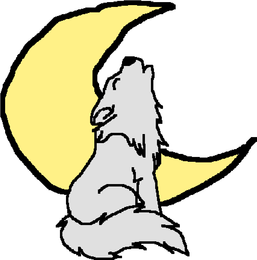 Moonlight Howling Gray Wolf Clipart (1000x1000), Png Download