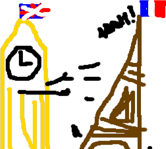Drawn Big Ben Eiffel Tower Clipart (640x480), Png Download
