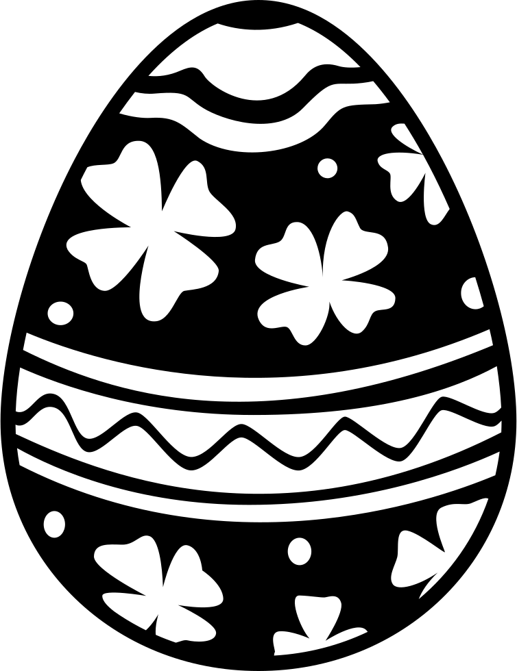 Easter Egg With Flowers And Lines Decoration Comments Clipart (754x980), Png Download