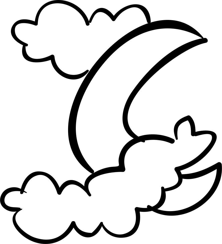 Halloween Cloudy Night Of Crescent Moon Comments Clipart (890x980), Png Download