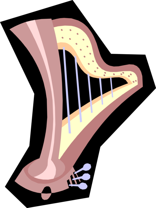 Vector Illustration Of Harp Stringed Musical Instruments Clipart (524x700), Png Download