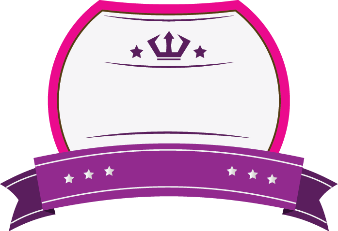 Pink Badge With Purple Ribbon Clipart (697x478), Png Download