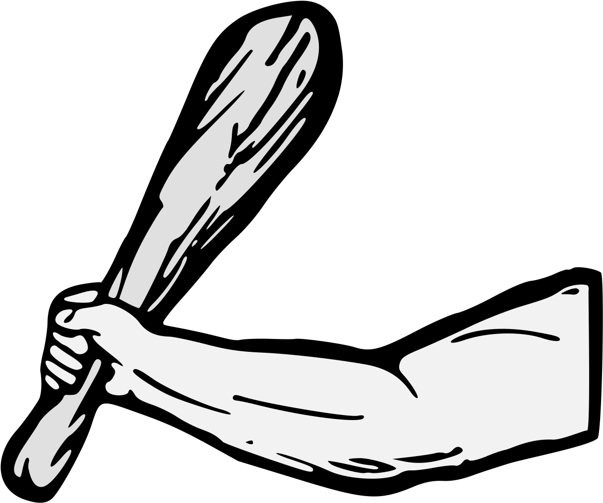 Arm Fesswise Maintaining A Club Clipart (1237x1049), Png Download