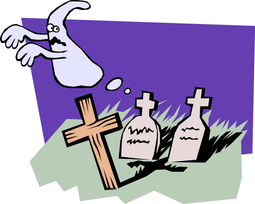 Vector Illustration Of Graveyard With Cross And Tombstones Clipart (875x700), Png Download