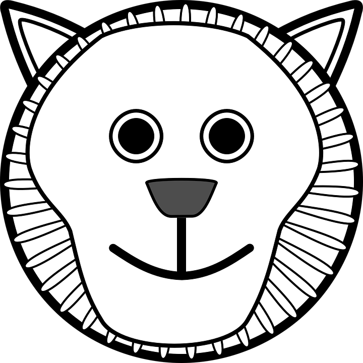 Clipart Eye Clip Art - Cat Face Clipart Black And White - Png Download (600x600), Png Download