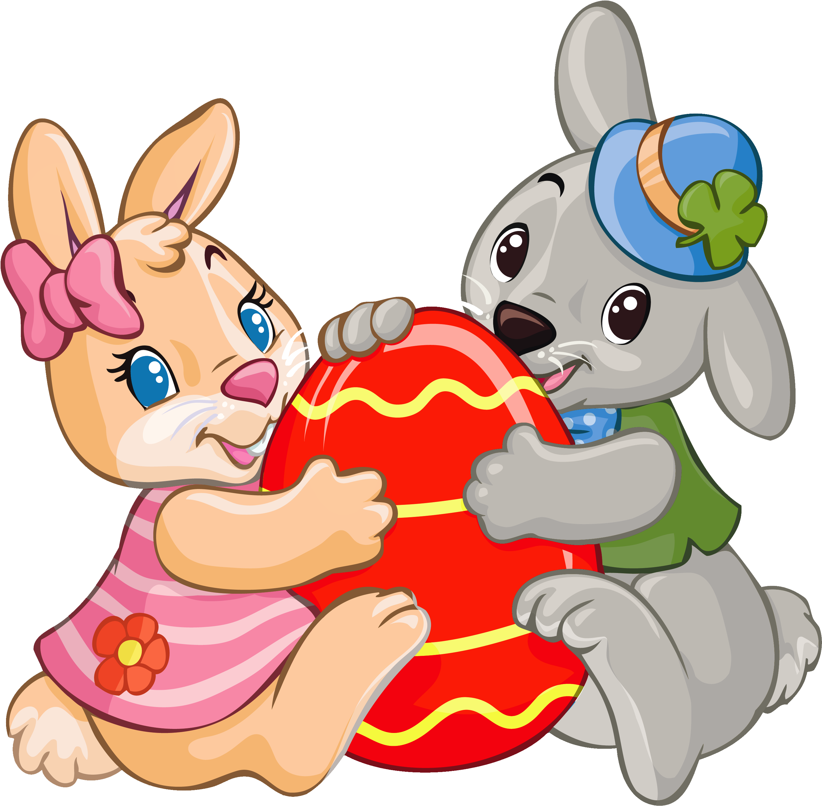 Pre-cut Cute Easter Bunnies Iii. Edible Rice / Wafer Clipart (3108x3000), Png Download