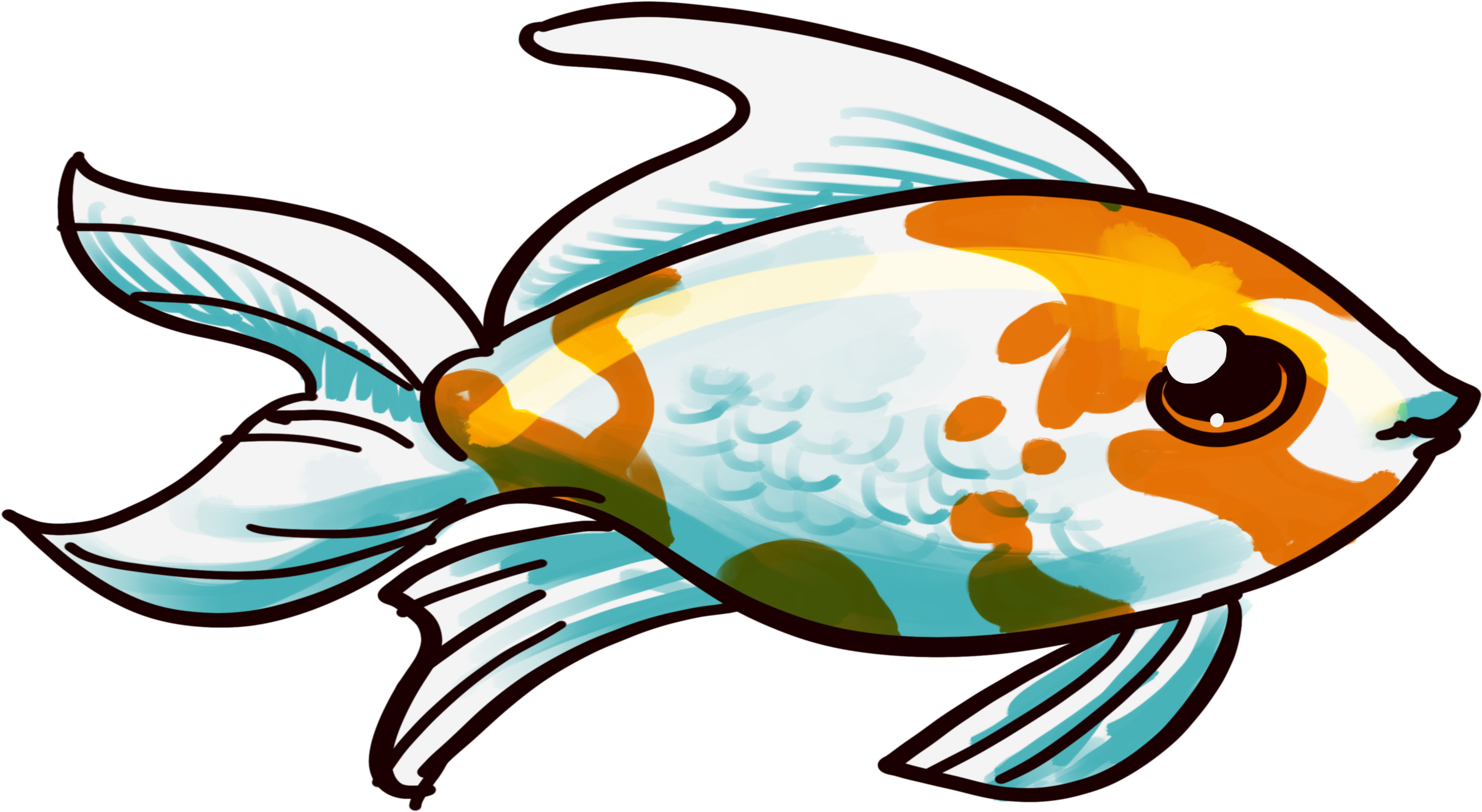 Goldfish Big Eyes - Comet Clipart (3508x2480), Png Download