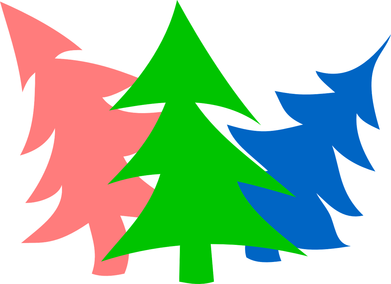 Merry New-year Firs By Rones Free Vector - Season's Greetings Colorful Trees Christmas Card Clipart (800x580), Png Download