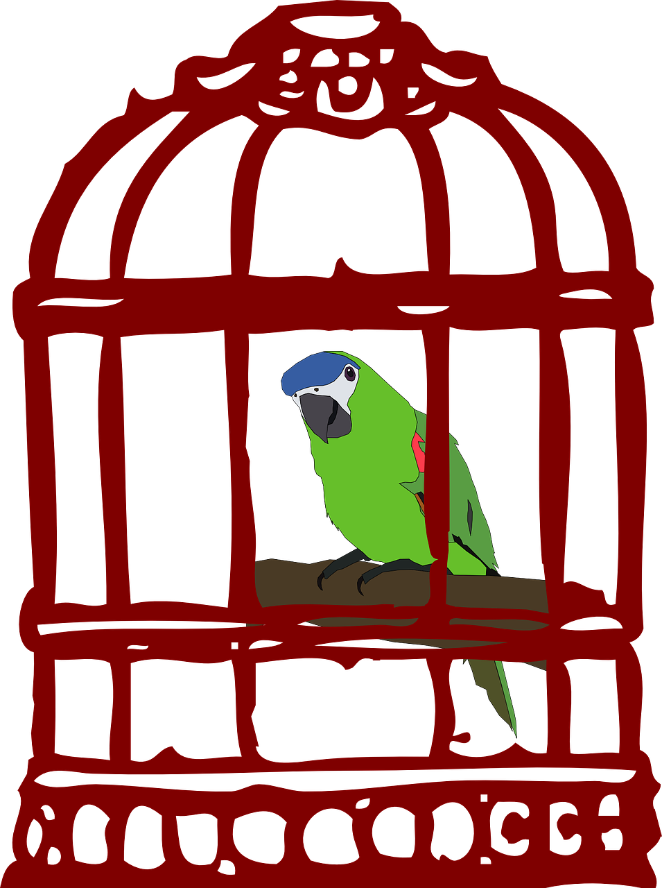Clipart Black And White Stock Cage Clipart Caged Animal - Bird In Cage Clipart - Png Download (955x1280), Png Download
