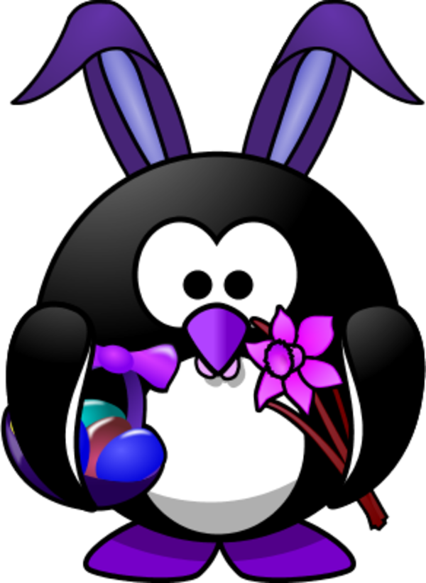 Vector Clip Art - Easter Bunny Penguin Shower Curtain - Png Download (600x822), Png Download