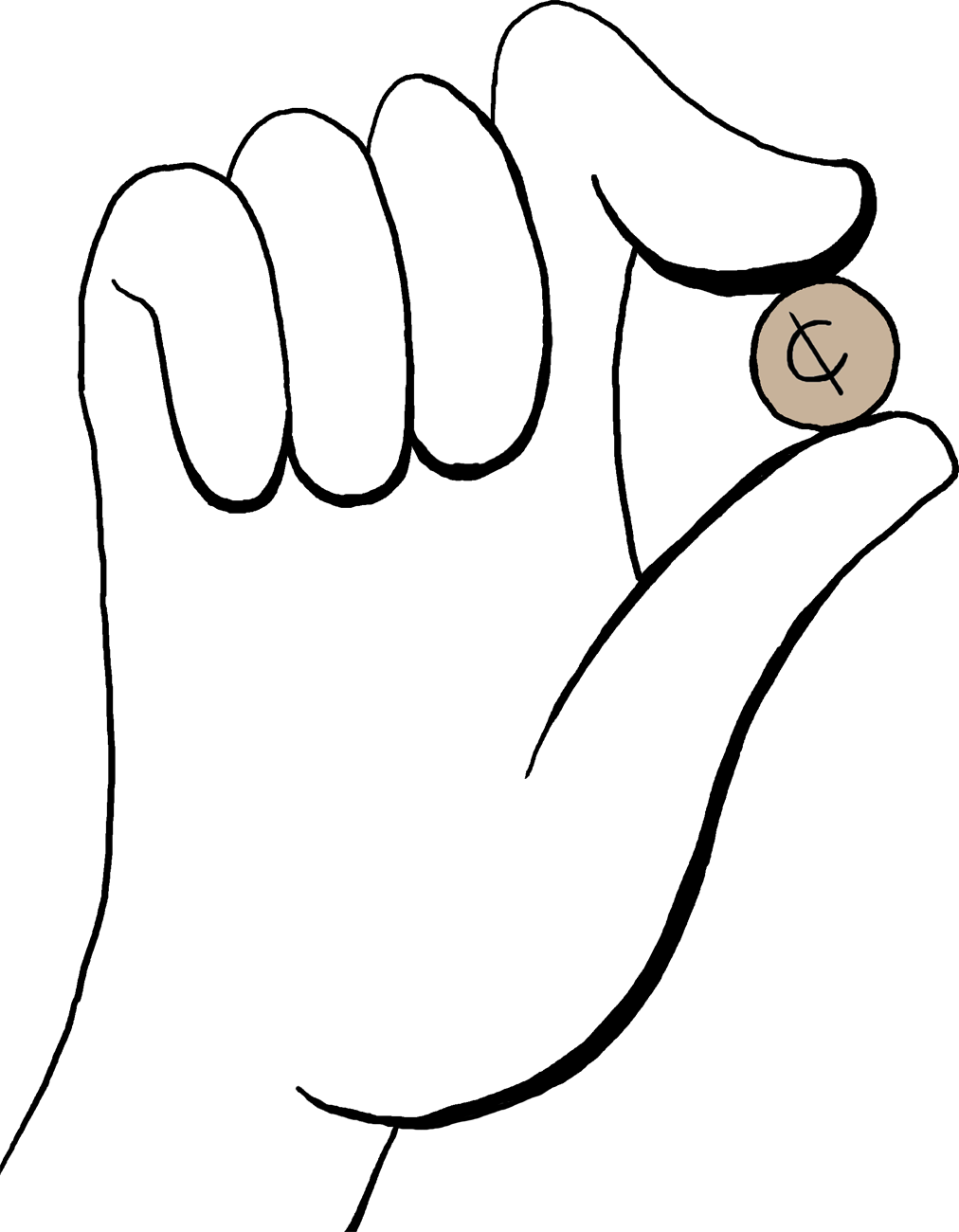 A Perfect World - Cartoon Hand Holding Penny Clipart (1012x1300), Png Download