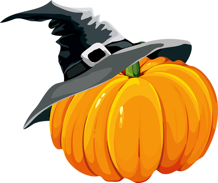Samhain Halloween Cliparts - Pumpkin With Witch Hat - Png Download (750x629), Png Download