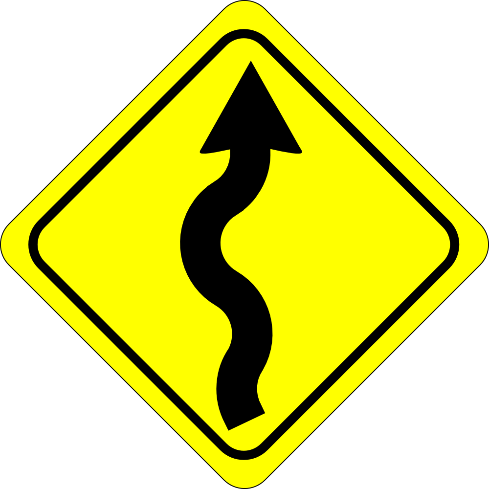 Free C Clipart Download - Curvy Road Ahead Sign - Png Download (800x800), Png Download