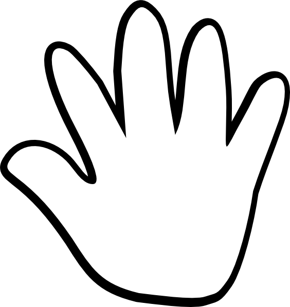 Child Handprint Black/white Clip Art - Hand Print White - Png Download (564x597), Png Download