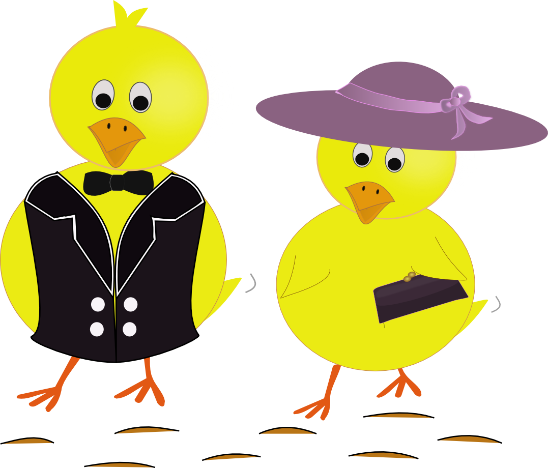 Easter Sunday Chicks Drawn In Inkscape - Kyckling Påsk Clipart (1077x920), Png Download