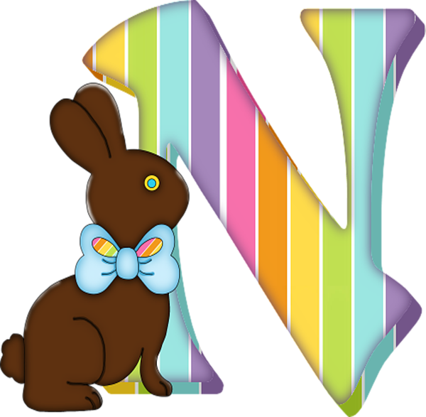 Art Letter N Chocolate Easter Bunny By - Letter B Chocolate Easter Bunny Shower Curtain Clipart (600x587), Png Download