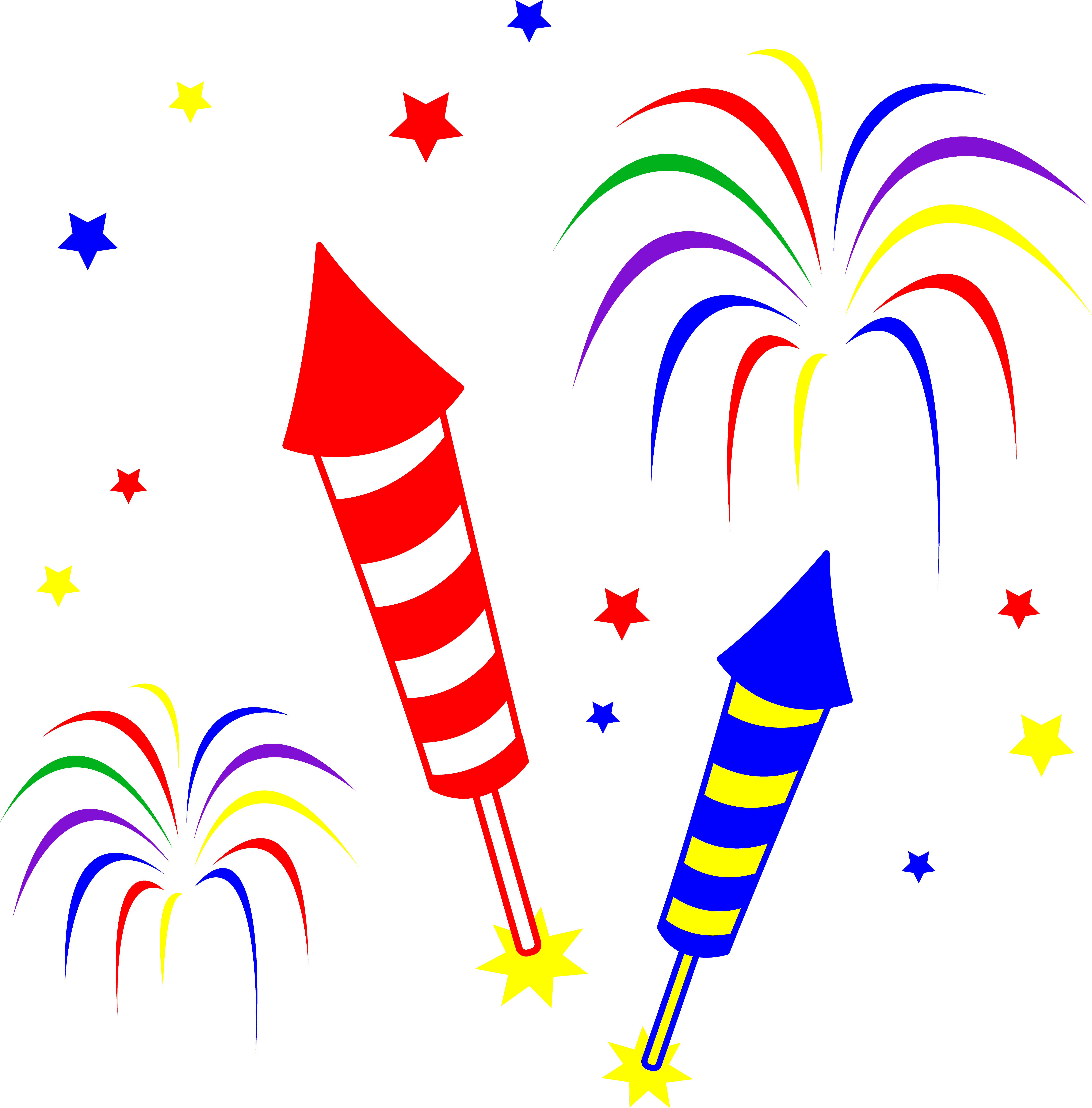 Fireworks Clipart 4th Of July - Png Download (7358x7466), Png Download