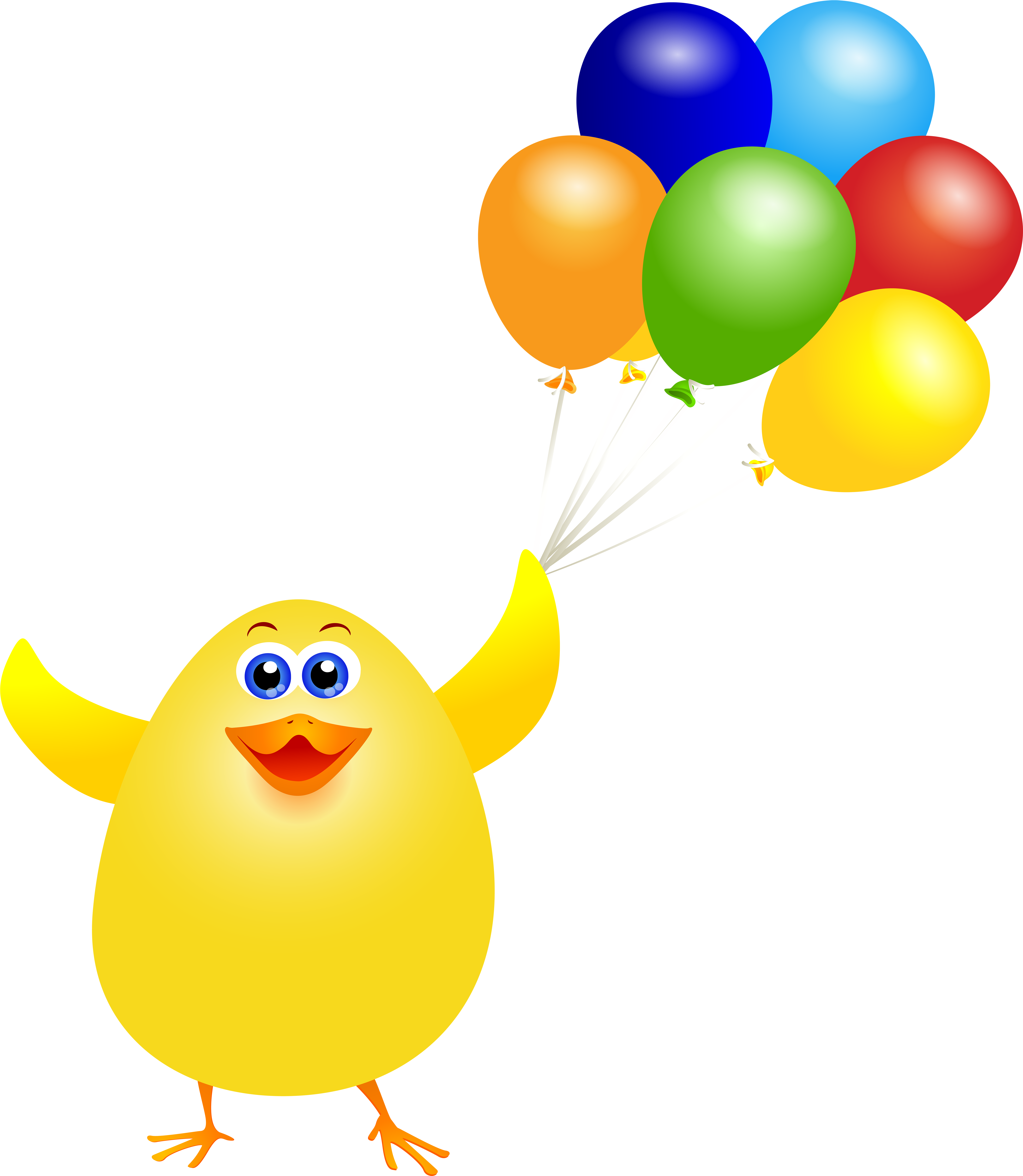 Easter - Cute Chicken Balloon Cartoon Clipart (6089x7000), Png Download