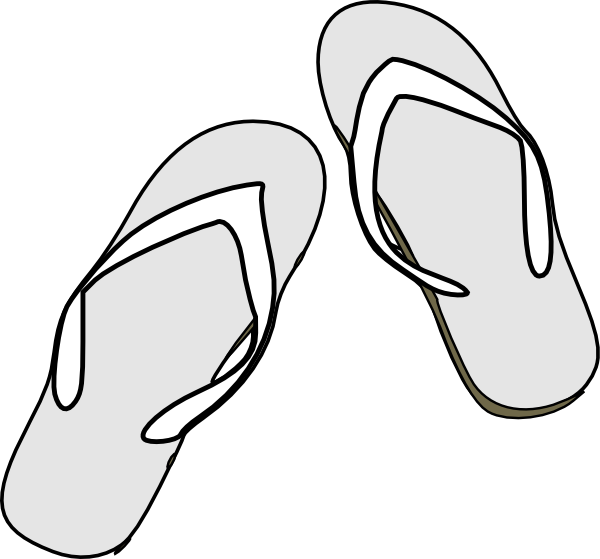 Sandal Clipart Black And White - Flip Flops Clipart Black And White - Png Download (600x559), Png Download