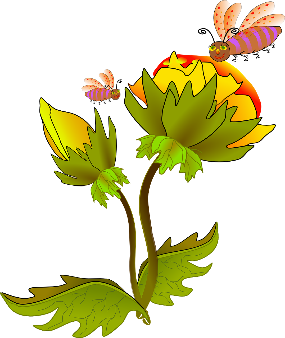 Free To Use Public Domain Flowers Clip Art - Bee On Flower Clip Art - Png Download (746x900), Png Download