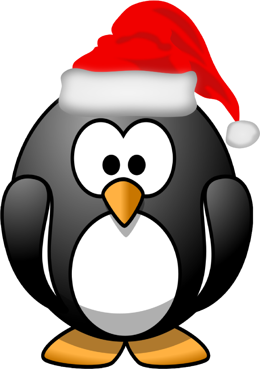 Xmas Stuff For Christmas Penguin Clipart Black And - Penguin With A Santa Hat - Png Download (1979x1625), Png Download
